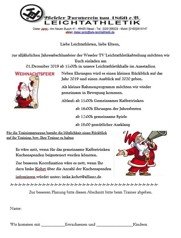 Einladung zur Jahresabschlussfeier